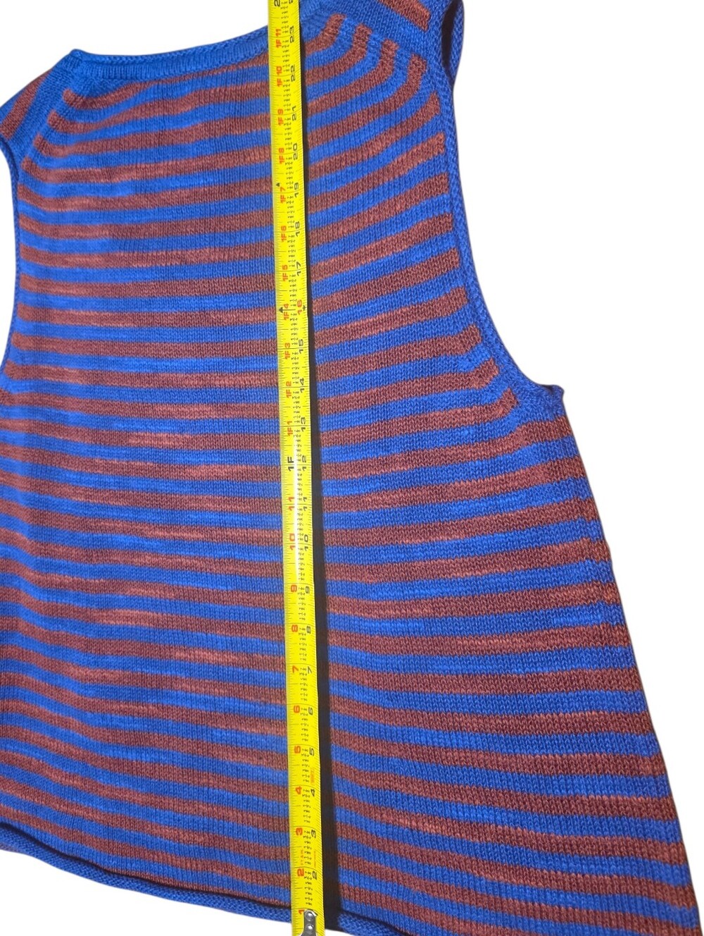 Toast Stripe Linen Cotton Knitted Vest VGUC Size L - Picture 6 of 7